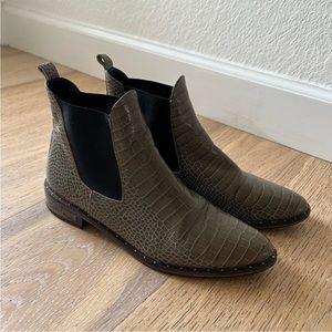 Freda Salvador Green Crocodile Ankle Boots